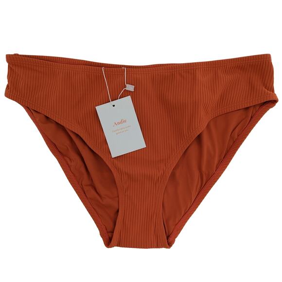 Andie Other - Andie Swim Bikini Bottom Ribbed Orange Sire NEW